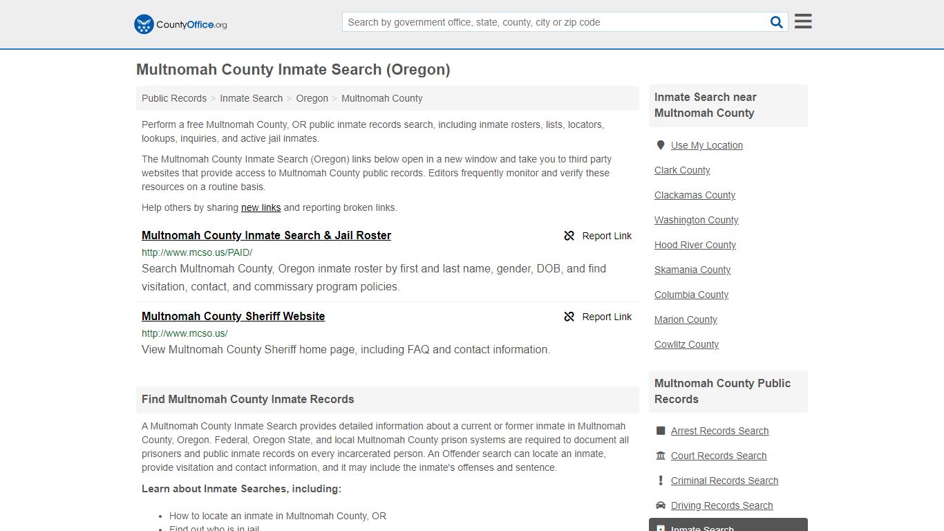 Inmate Search - Multnomah County, OR (Inmate Rosters ...